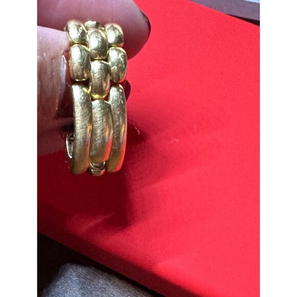 18K Yellow Gold LINK RING with zirconia Diamonds SZ -7 10.69 grams - Picture 16 of 16